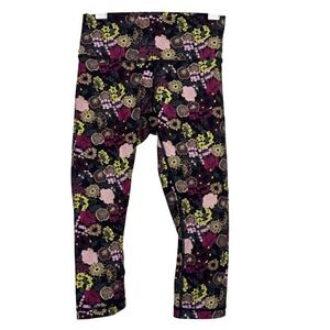 Lululemon Womens Leggings Wunder Under Crop Floral Lace Print Size 8 Compression